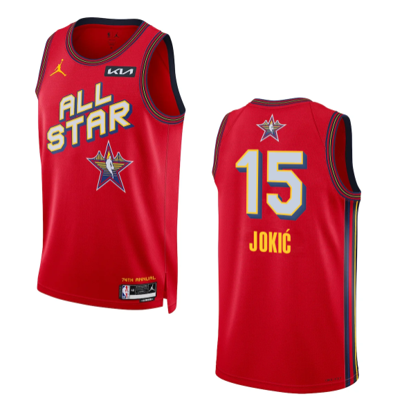 Men 2025 NBA All Star #15 Jokic red swingman jersey->more jerseys->NBA Jersey